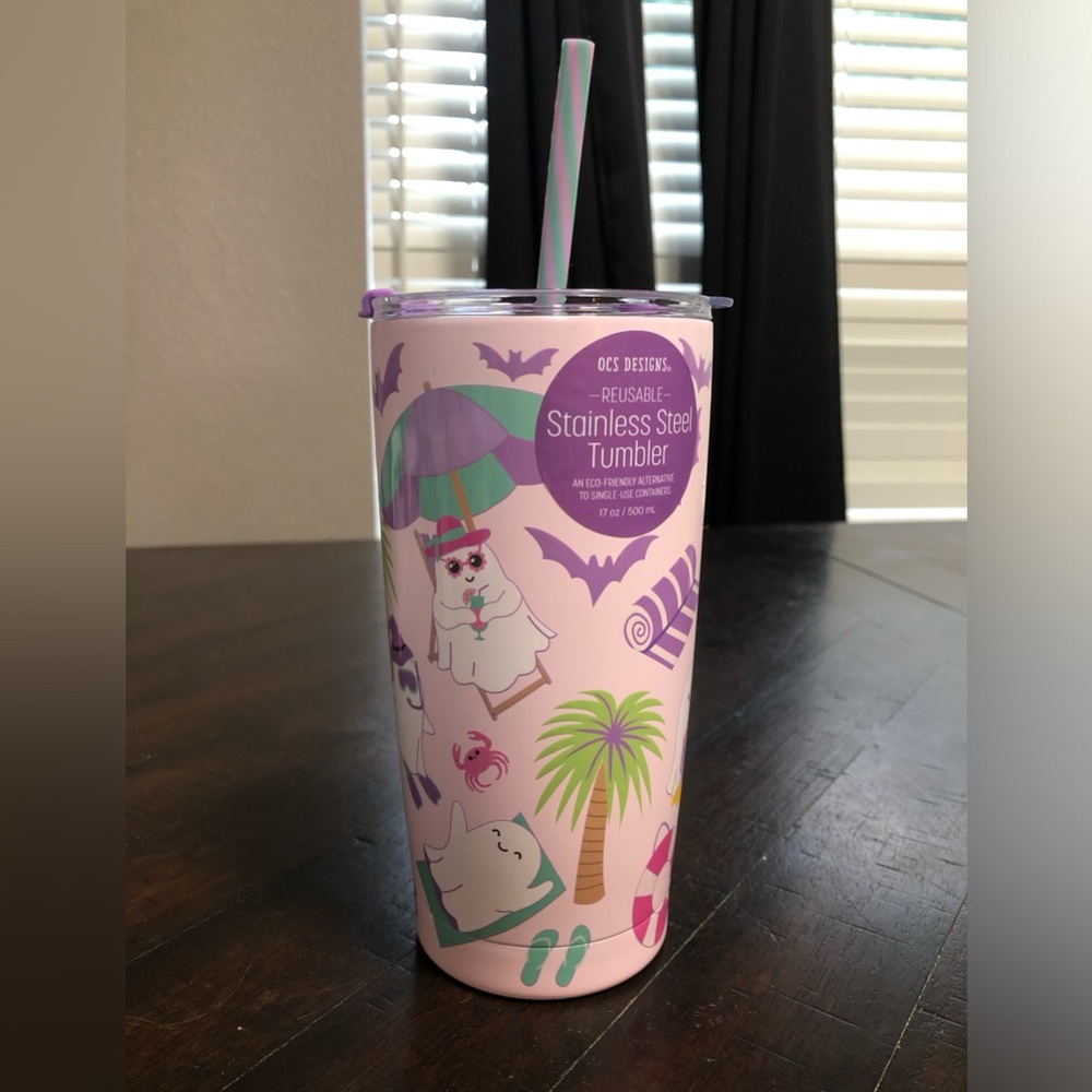 NEW Viral Pink Summerween Ghost 17oz Tumbler NWT